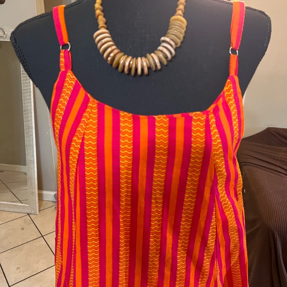 Striped Pink and Orange Women's Top